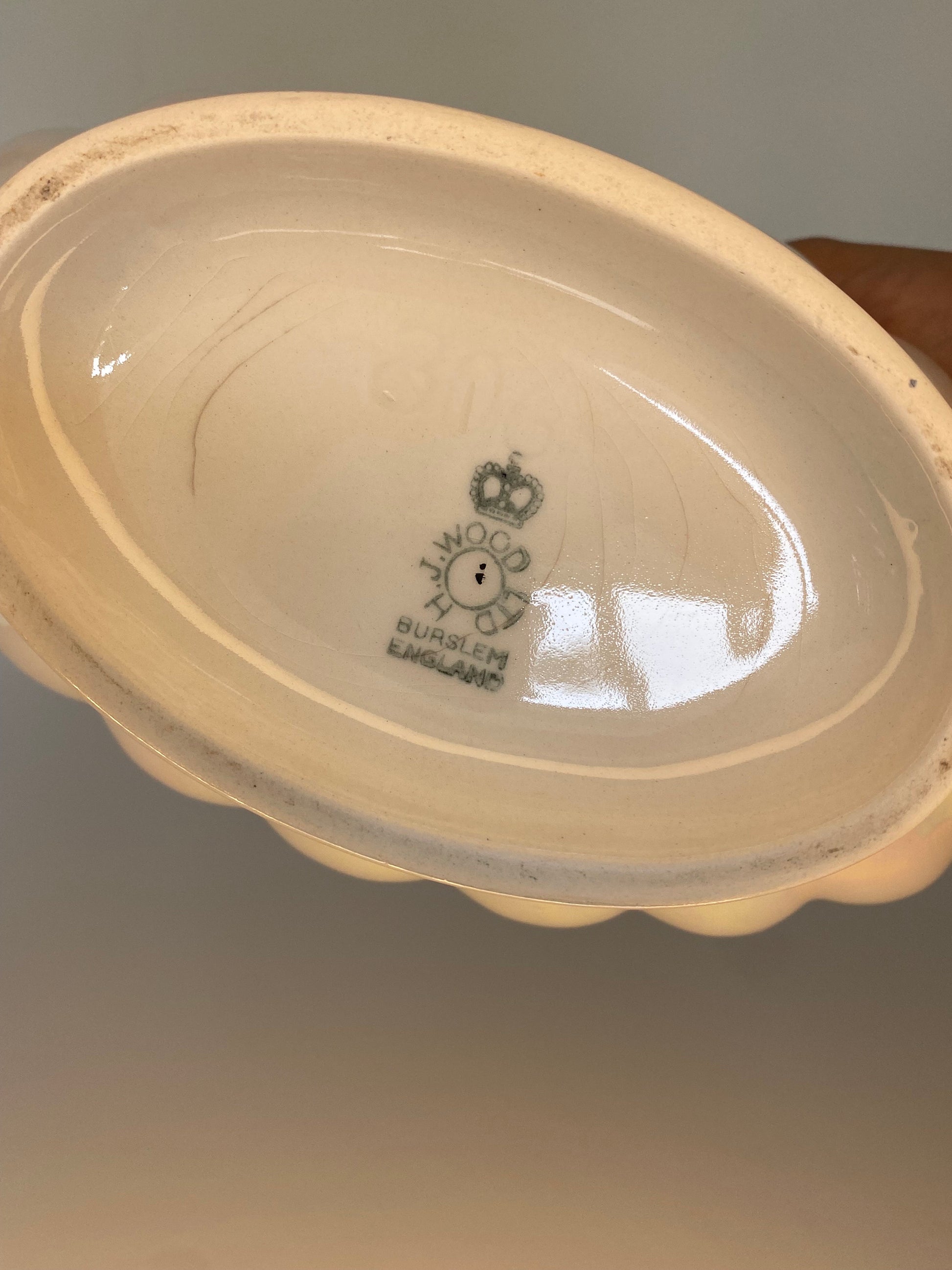 Pearlescent Lusterware Bowl with Scroll Handles, J. Wood & Sons, 1950s English C - The Estate