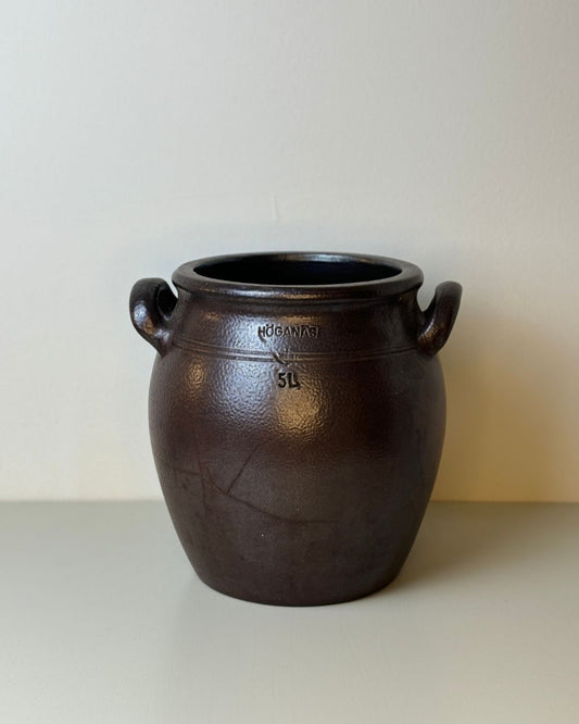 Vintage Swedish Höganäs Stoneware Confit Pot with Handles - 5L - The Estate