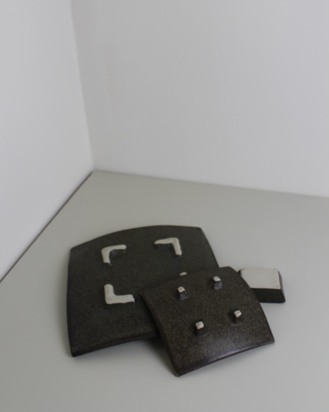 Contemporary Thai Ceramic Sushi Plate Set with Calligraphy, 3-Piece - The Estate