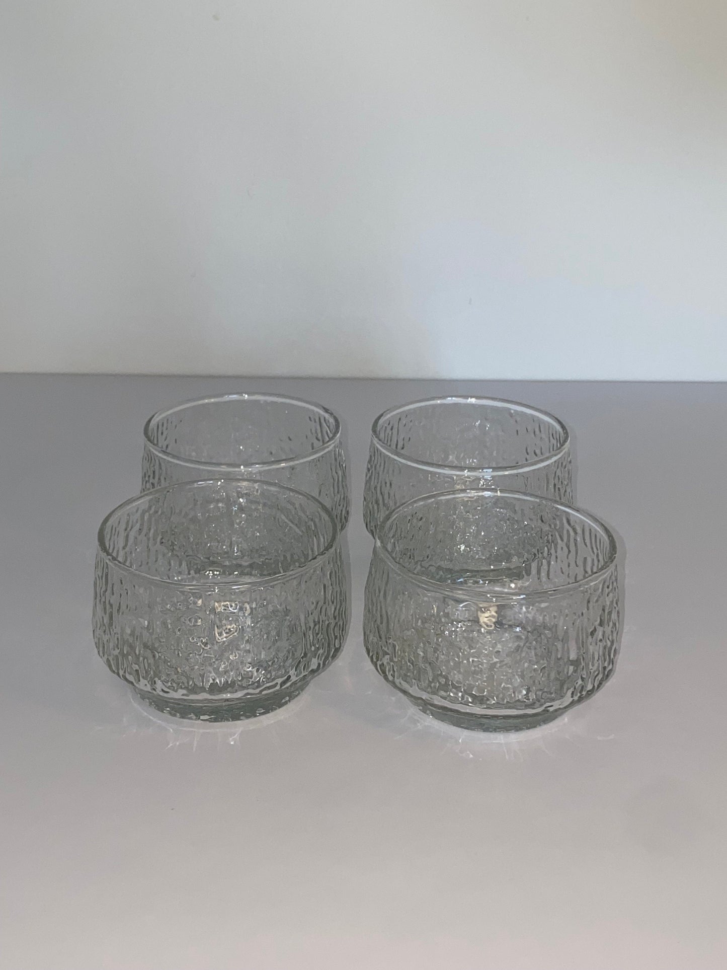 Set of 4 Textured Glass Dessert Bowls, Brutalist Style, Stackable 1970s Glasswar - The Estate