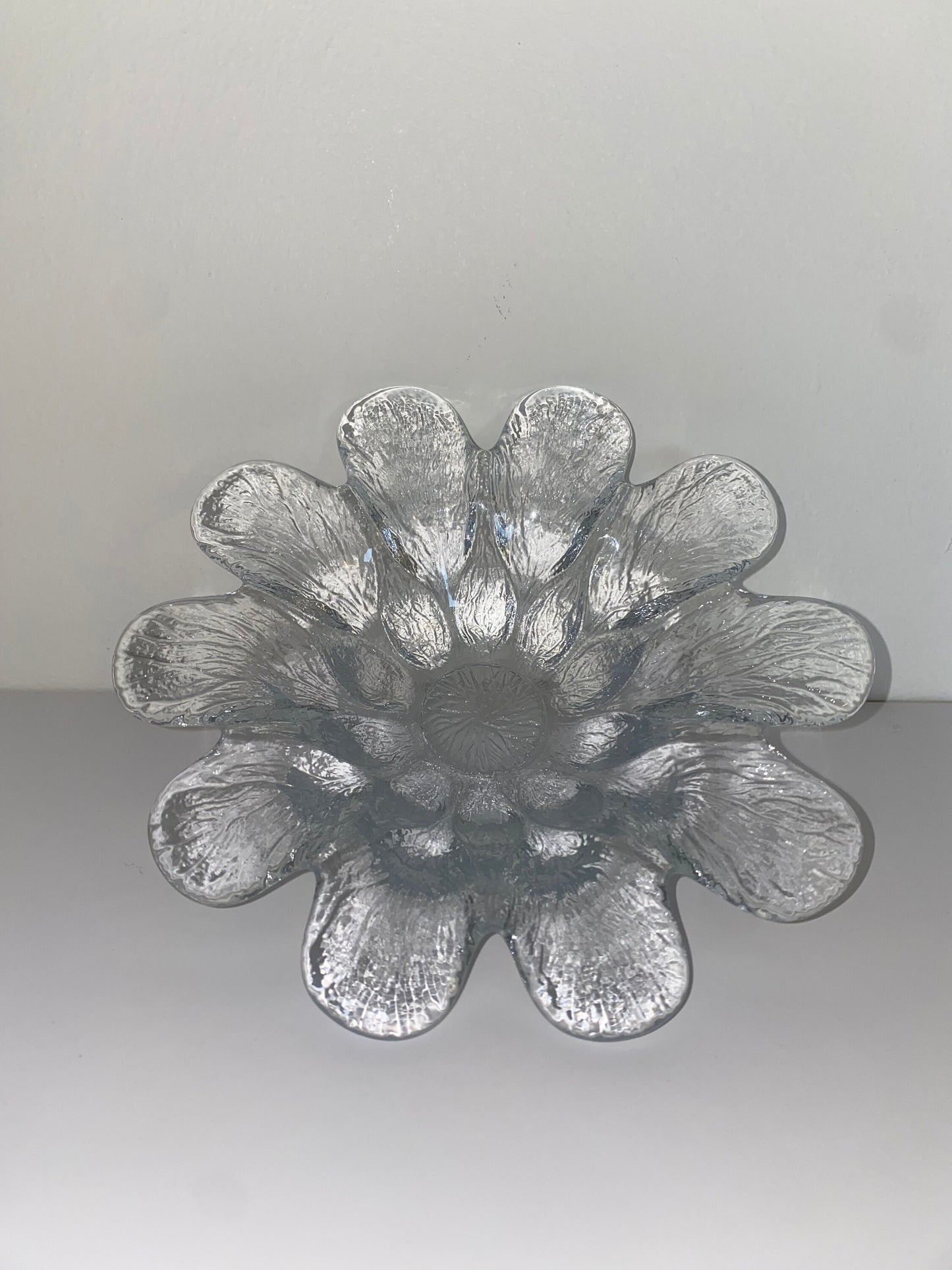 Scandinavian Style Pressed Glass Flower Bowl, Mid-Century Clear Textured Glass - The Estate
