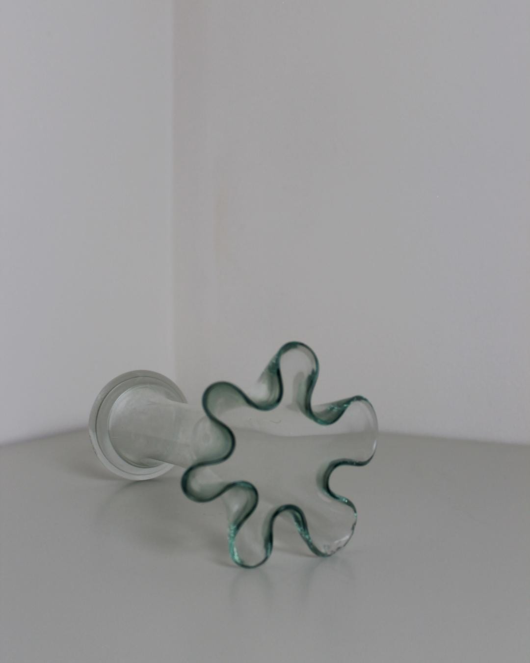 Hand-Blown Recycled Glass Bud Vase with Fluted Rim | Organic Green Tint - The Estate