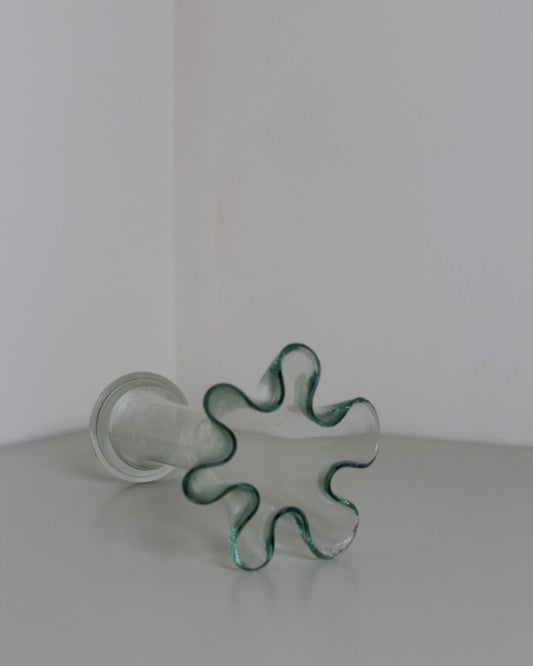 Hand-Blown Recycled Glass Bud Vase with Fluted Rim | Organic Green Tint - The Estate