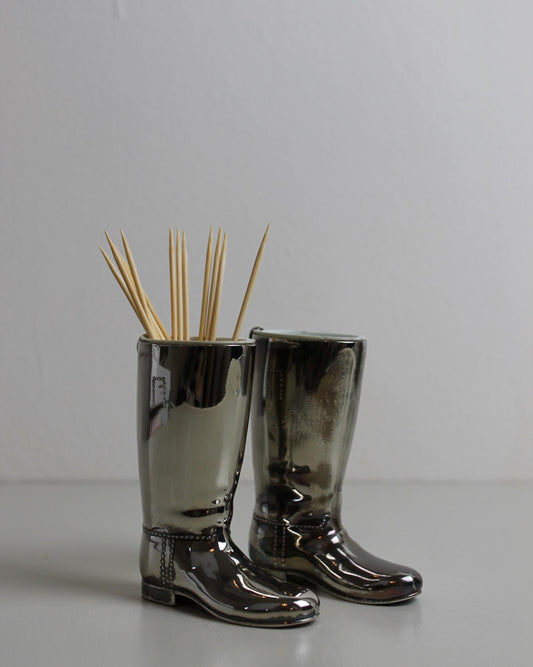 Silver-Plated English Riding-Boot Toothpick Holders | 1980s Pair - The Estate