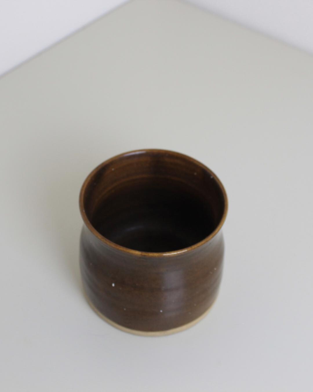 Studio Pottery Cup – Hand-Thrown Brown Glazed Stoneware Vessel (9cm) - The Estate