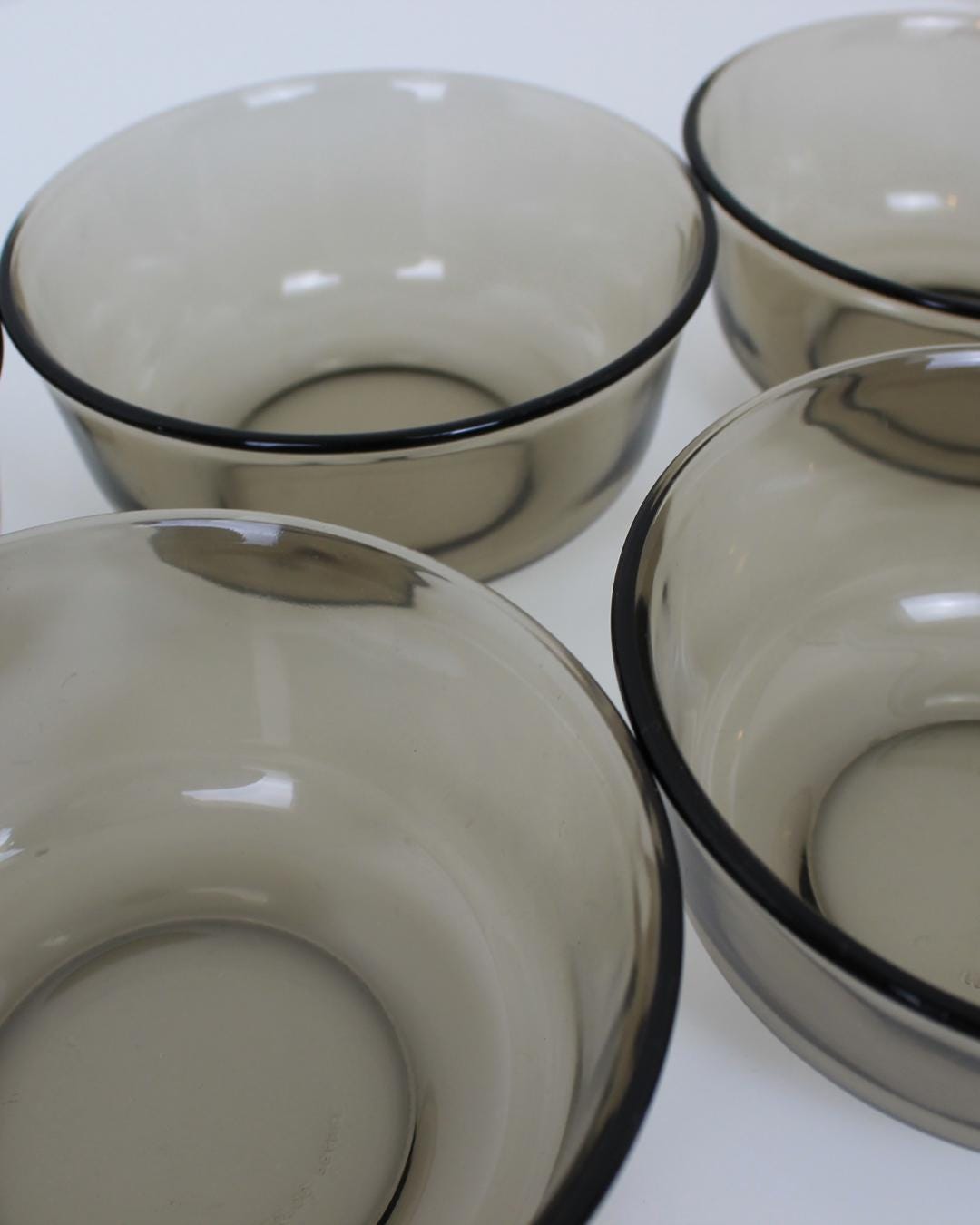 Set of 5 Arcoroc Smoked Glass Dessert Bowls – Mid-Century French Tableware - The Estate