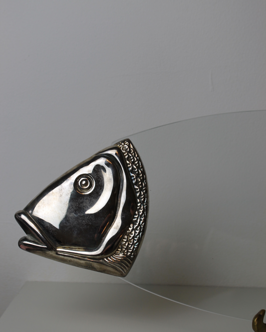 Vintage Chrome & Glass Fish Platter