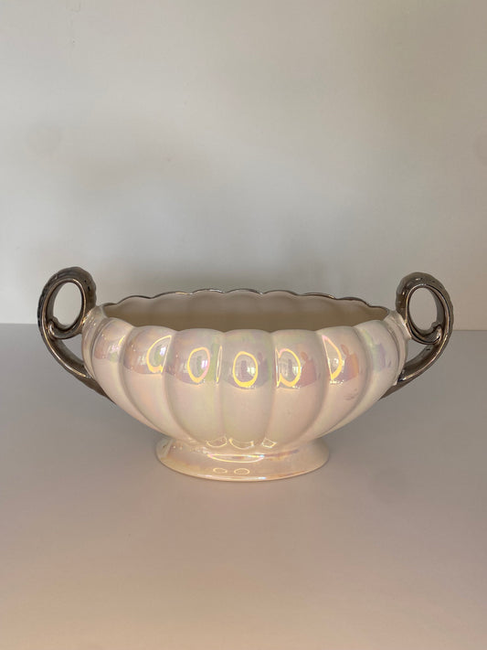 Pearlescent Lusterware Bowl with Scroll Handles, J. Wood & Sons, 1950s English C - The Estate