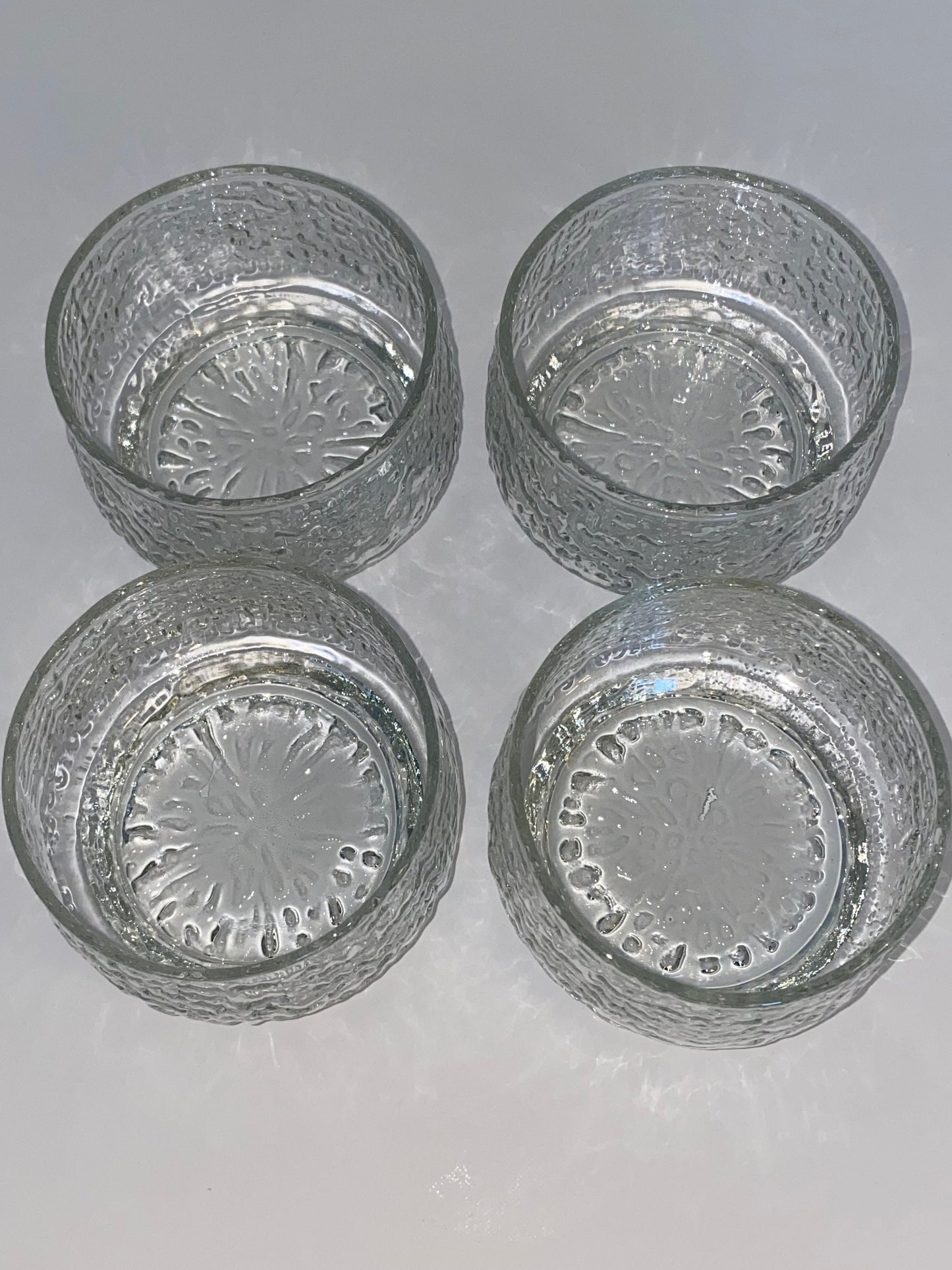 Set of 4 Textured Glass Dessert Bowls, Brutalist Style, Stackable 1970s Glasswar - The Estate