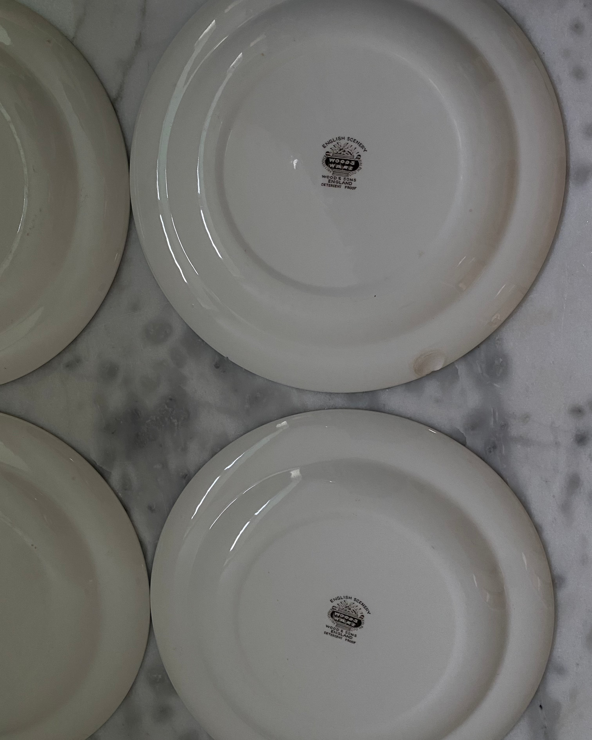 Pair of Vintage Ironstone Side Plates with Brown Transferware Design - The Estate