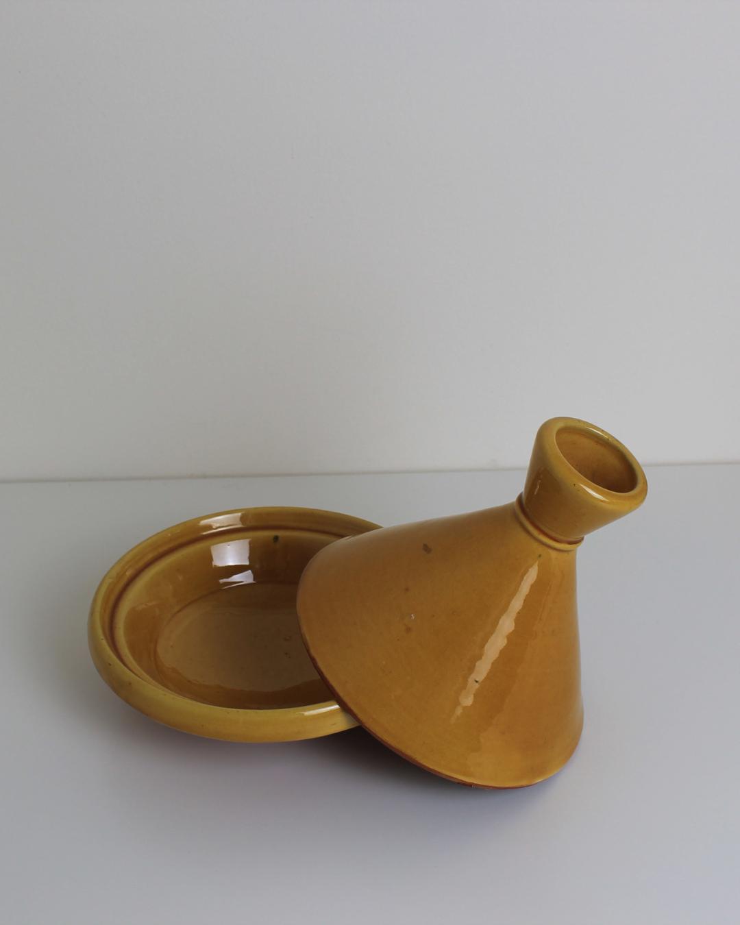 Small Ochre Glazed Ceramic Tagine – Moroccan Style Serving Dish - The Estate