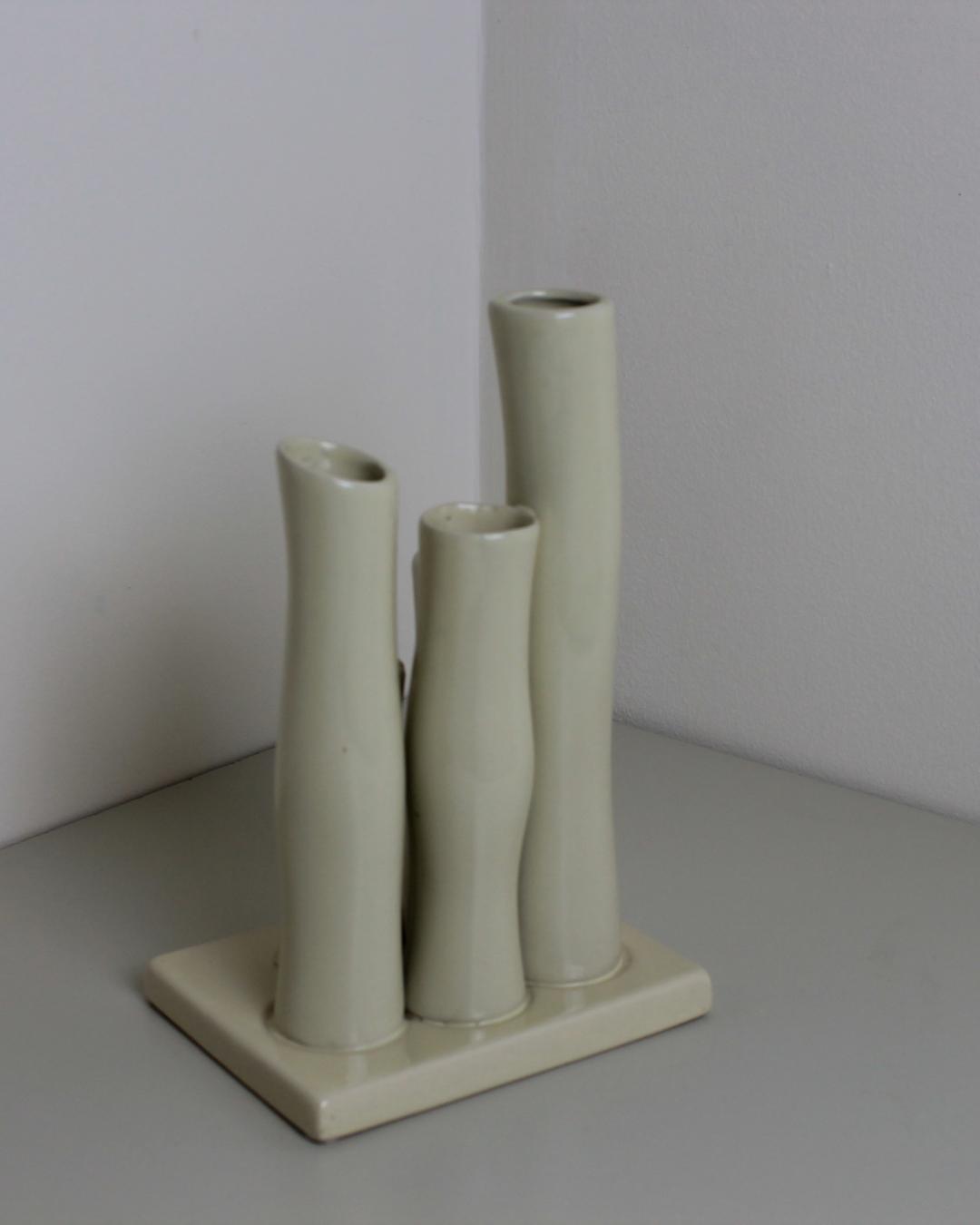 Cream Sculptural Ceramic Multi-Stem Vase – Organic Contemporary Design - The Estate