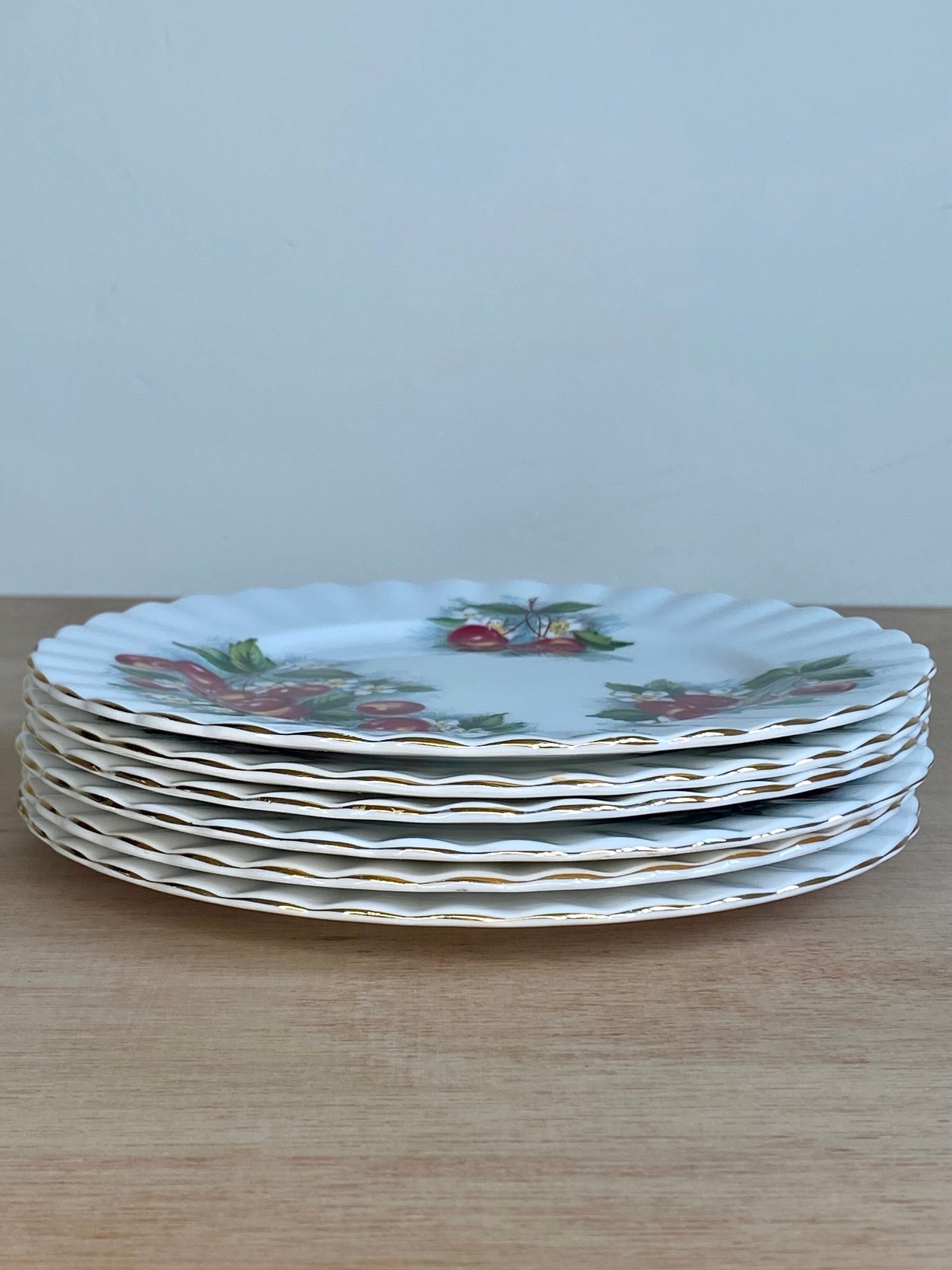 Set of 6 Richmond Bone China Cake Plates – Cherry Blossom Pattern – England - The Estate