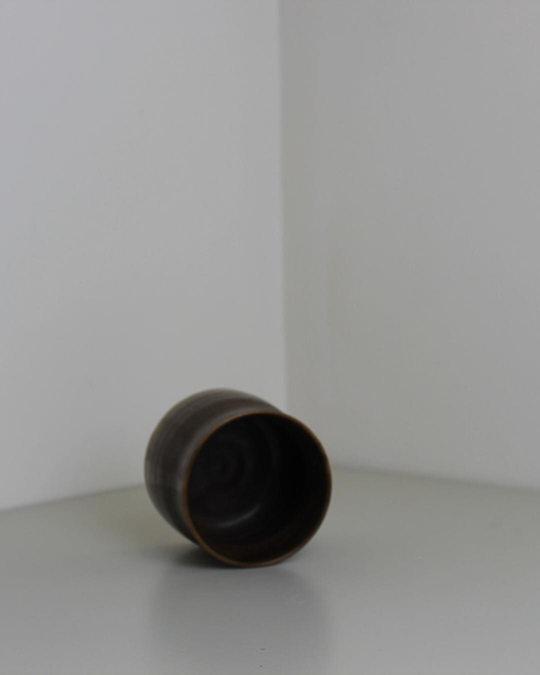 Studio Pottery Cup – Hand-Thrown Brown Glazed Stoneware Vessel (9cm) - The Estate