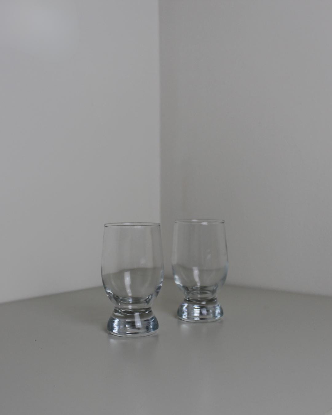 Heavy-Footed Whiskey & Water Glasses – Modern Clear Pair, 12 cm - The Estate