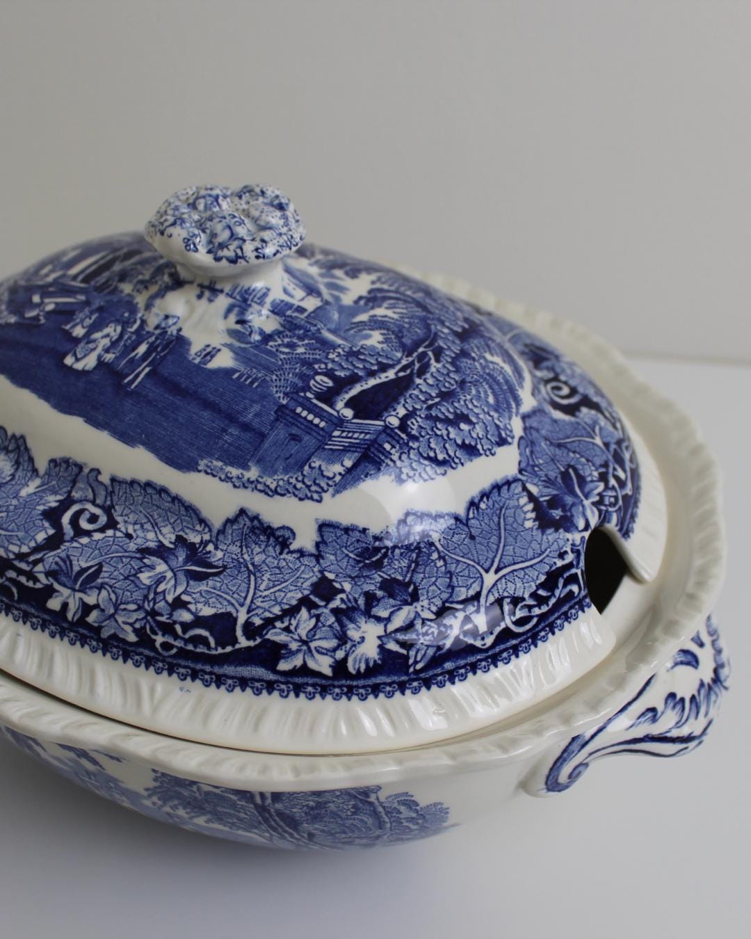 Mason’s “Vista” Blue Ironstone Tureen — Oval Lidded Soup / Vegetable Server, c. 1950s England - The Estate