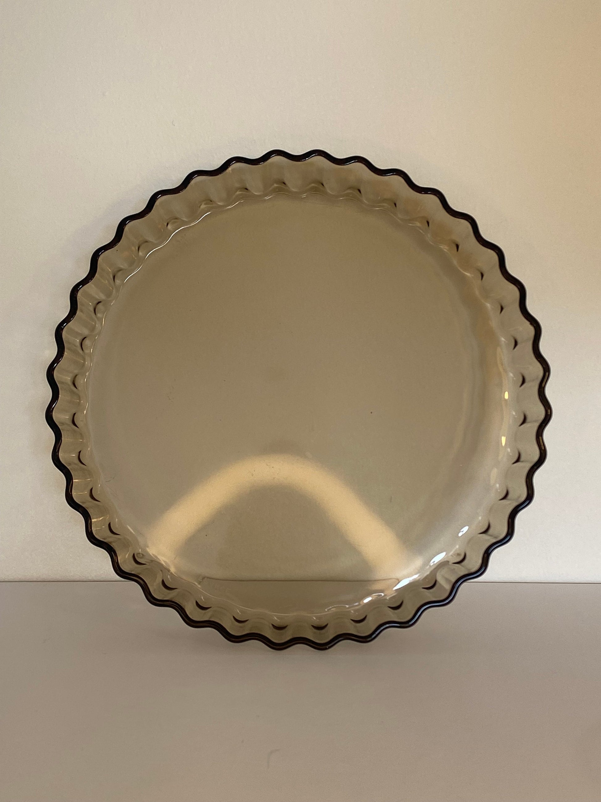 Arcopal Smoked Glass Flan Dish, 28.5cm French Bakeware, 1970s - The Estate