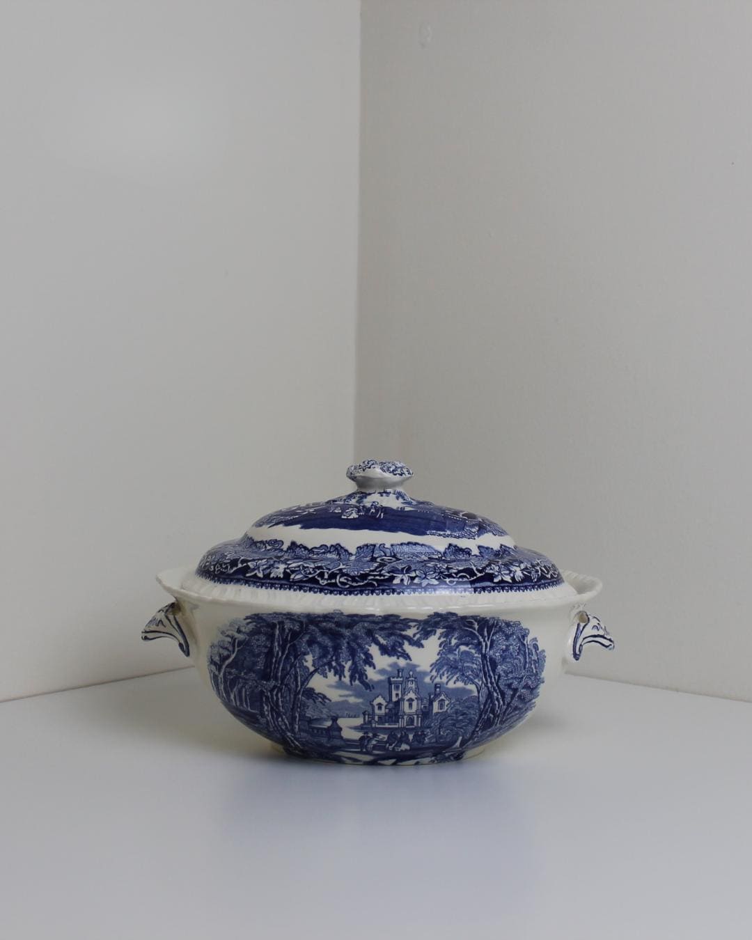 Mason’s “Vista” Blue Ironstone Tureen — Oval Lidded Soup / Vegetable Server, c. 1950s England - The Estate
