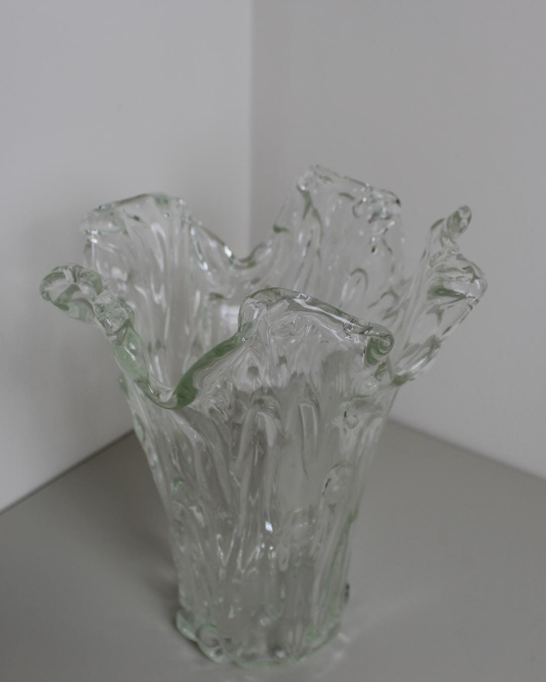 Czech Free-Form Splash Vase by Josef Hospodka – Chribska Pale-Green Art Glass, Mid-Century Organic 2 - The Estate