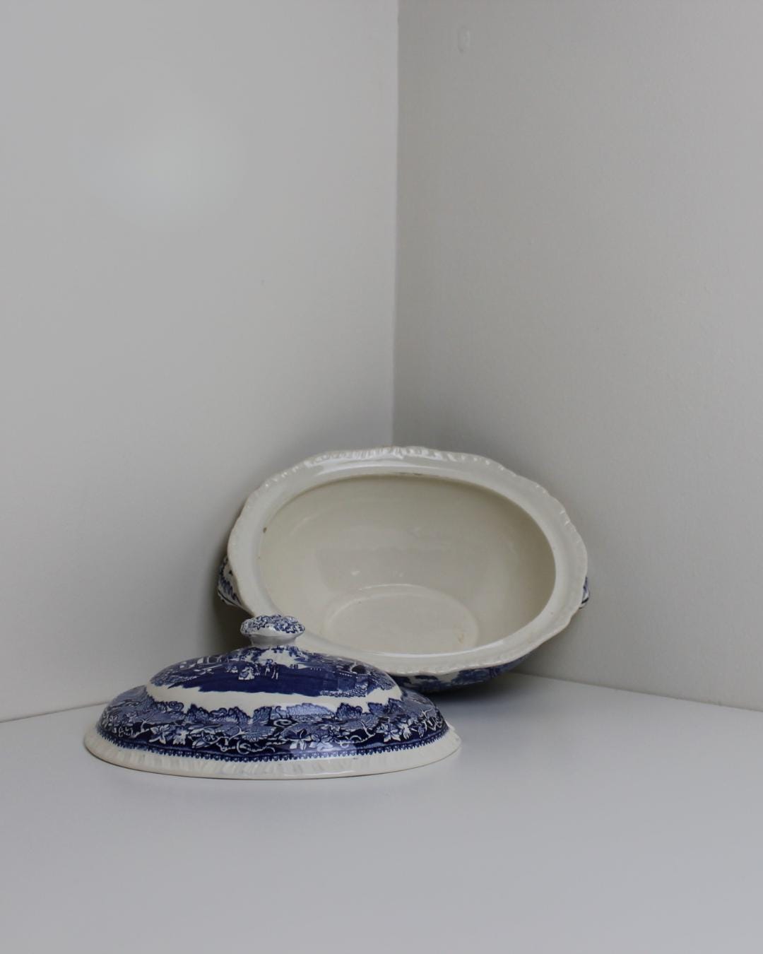 Mason’s “Vista” Blue Ironstone Tureen — Oval Lidded Soup / Vegetable Server, c. 1950s England - The Estate