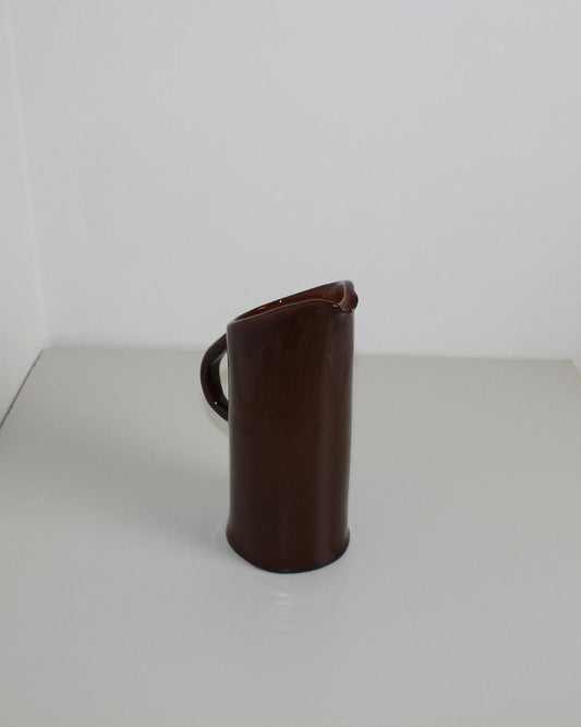 Mid-Century Brown Glazed Stoneware Jug – Tall Cylindrical Water / Flower Pitcher, British 1960s-70s, - The Estate