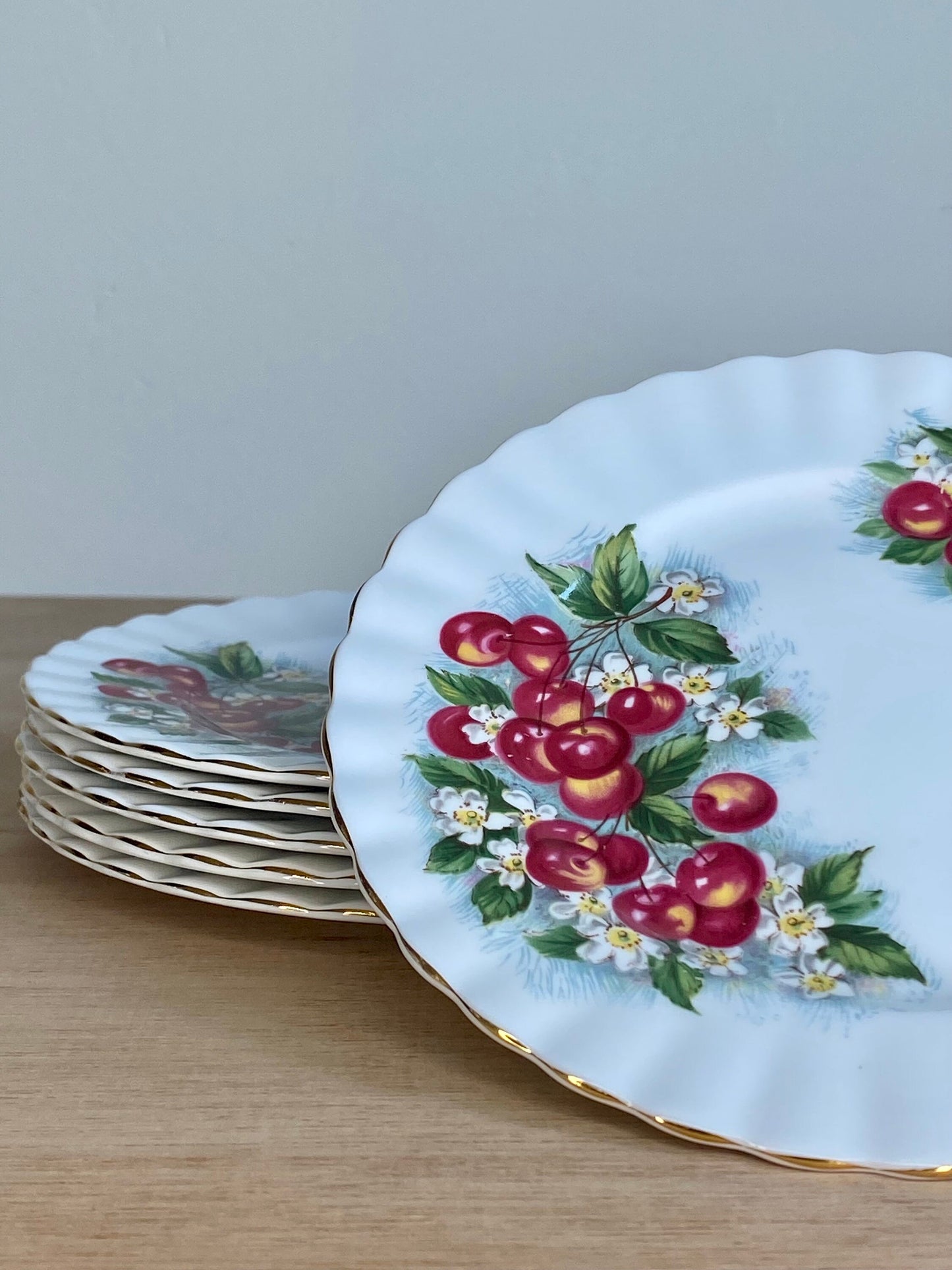 Set of 6 Richmond Bone China Cake Plates – Cherry Blossom Pattern – England - The Estate