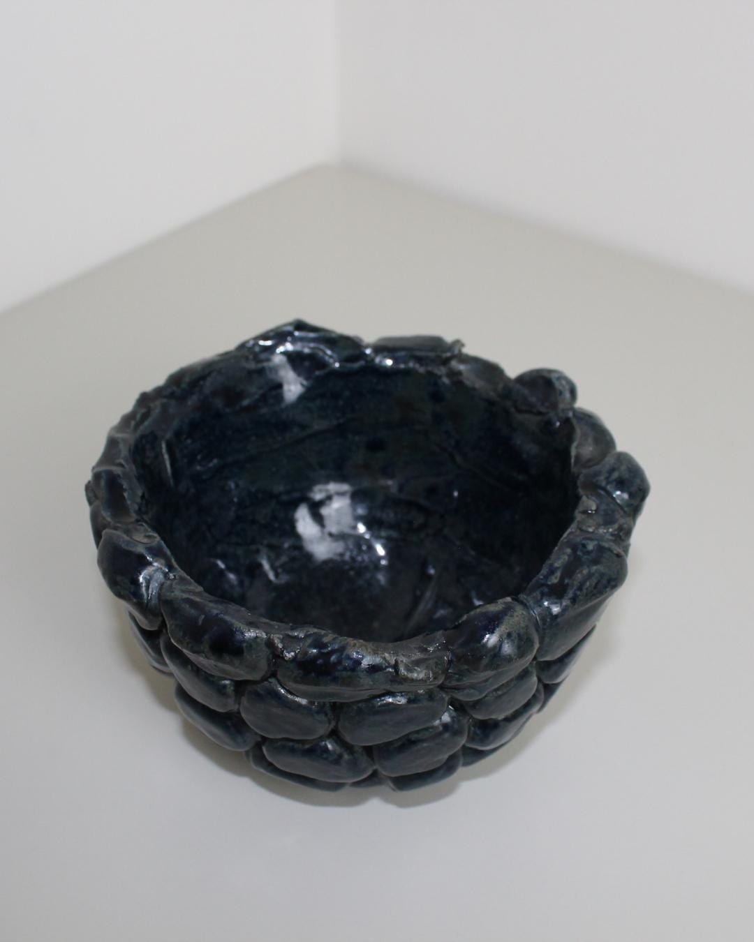 Hand-Built Pebble-Texture Studio Pottery Bowl in Midnight Blue Glaze – Contemporary Ceramic - The Estate