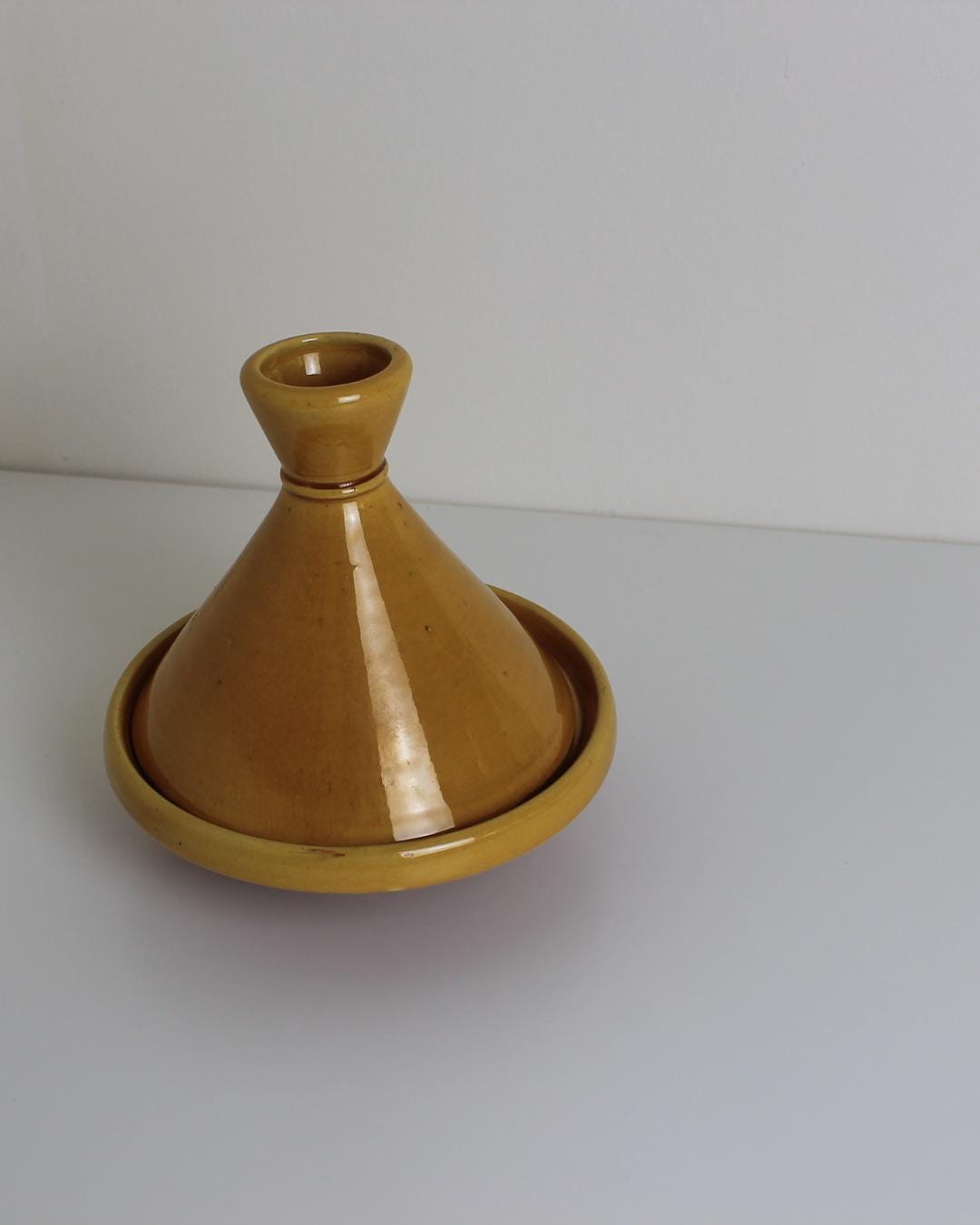 Small Ochre Glazed Ceramic Tagine – Moroccan Style Serving Dish - The Estate