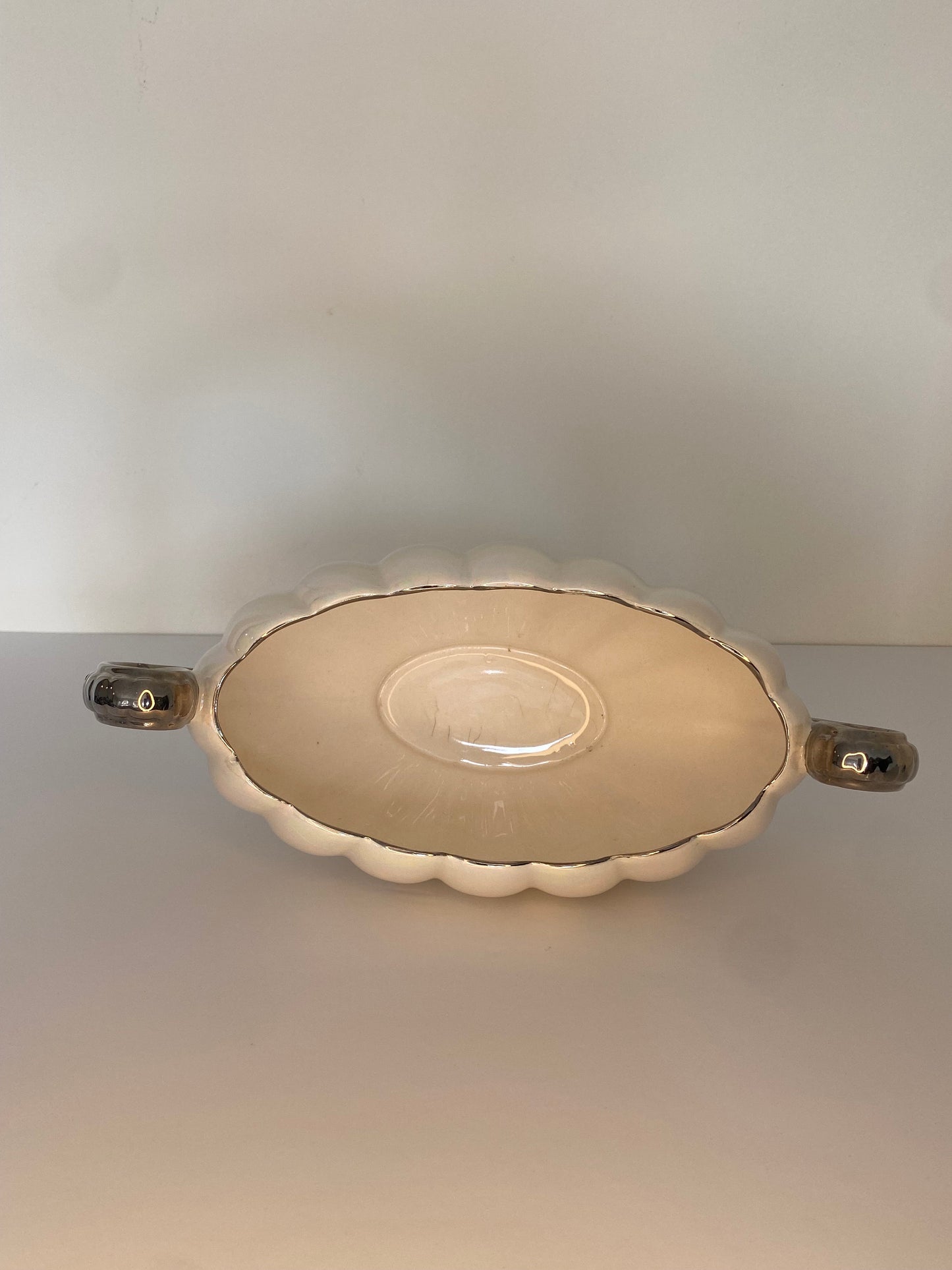 Pearlescent Lusterware Bowl with Scroll Handles, J. Wood & Sons, 1950s English C - The Estate