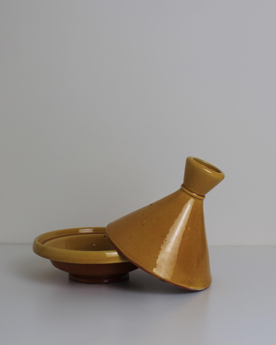 Small Ochre Glazed Ceramic Tagine – Moroccan Style Serving Dish - The Estate