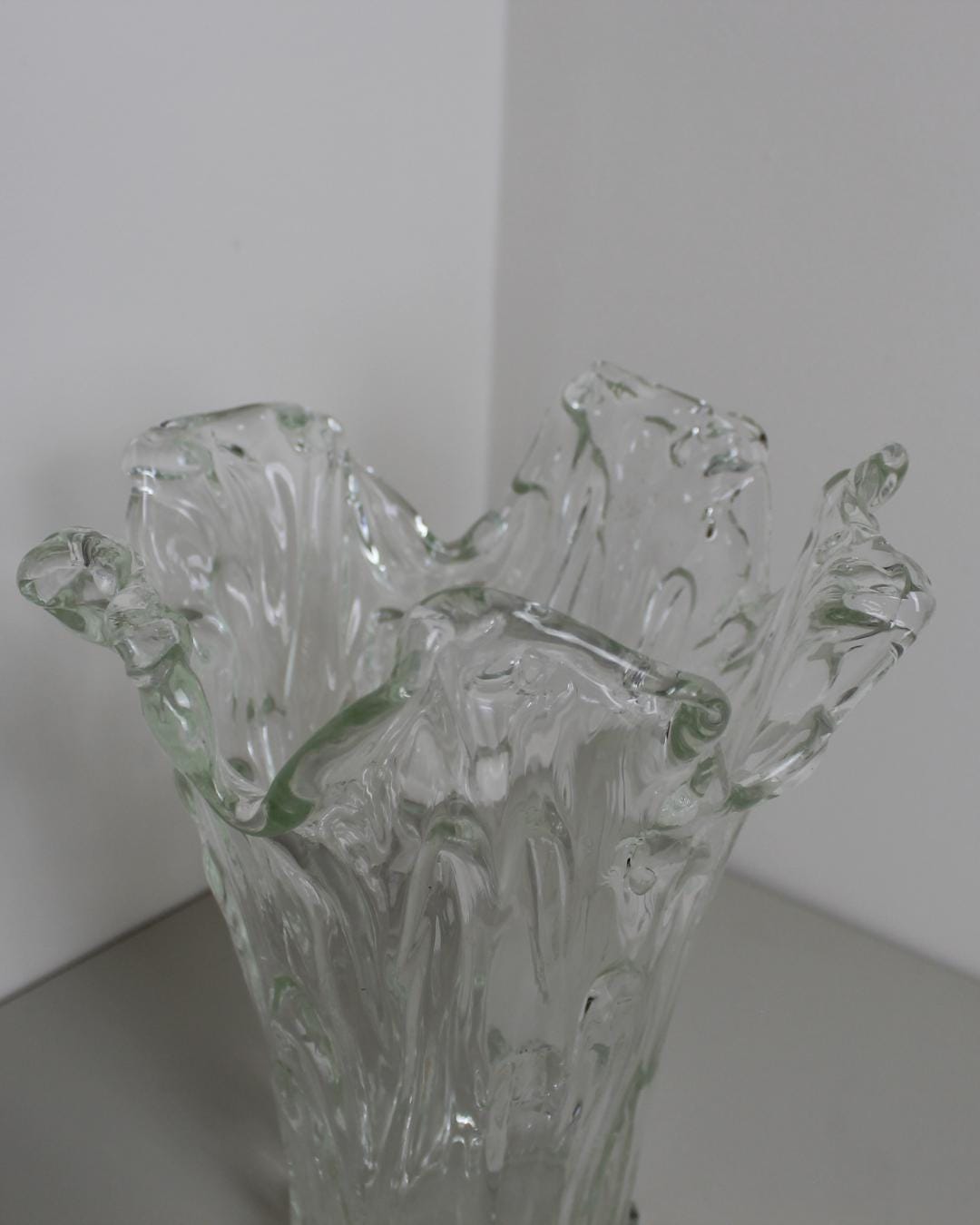 Czech Free-Form Splash Vase by Josef Hospodka – Chribska Pale-Green Art Glass, Mid-Century Organic 2 - The Estate