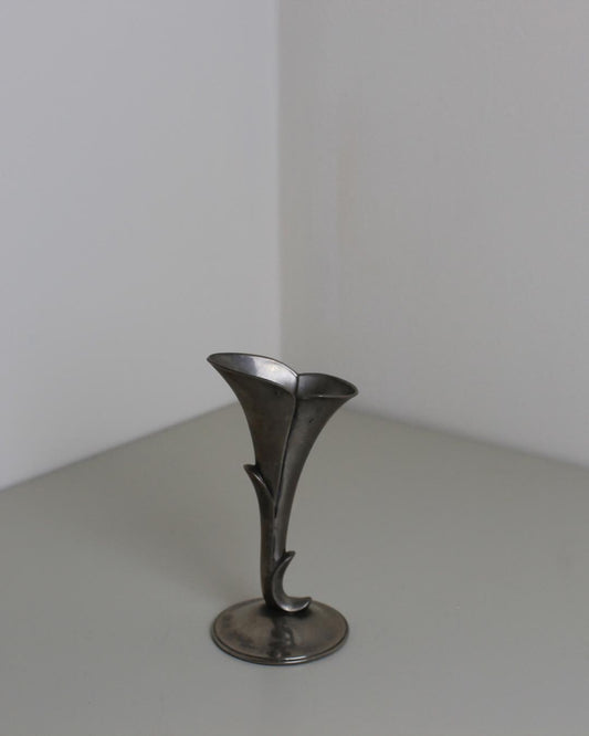 Sculptural Pewter Bud Vase with Art Nouveau Revival Form, c.1970s - The Estate